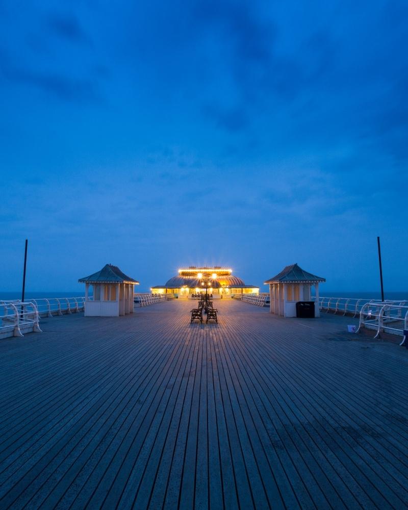 Cromer pier lit up at night