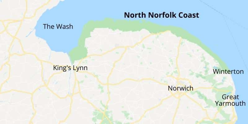 North Norfolk coast map