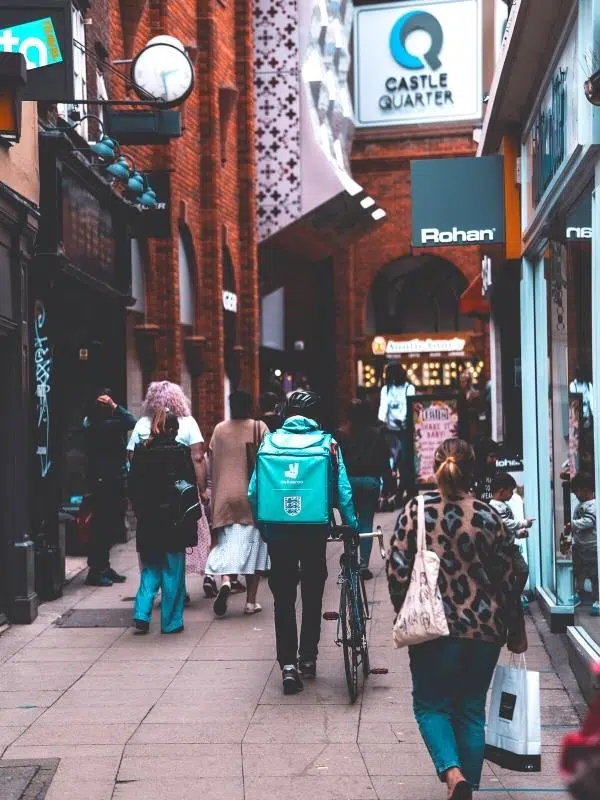 People shopping in the Castle Quarter Norwich