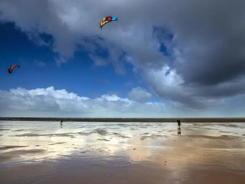 Kite surfer on Brancaster beach Norfolk