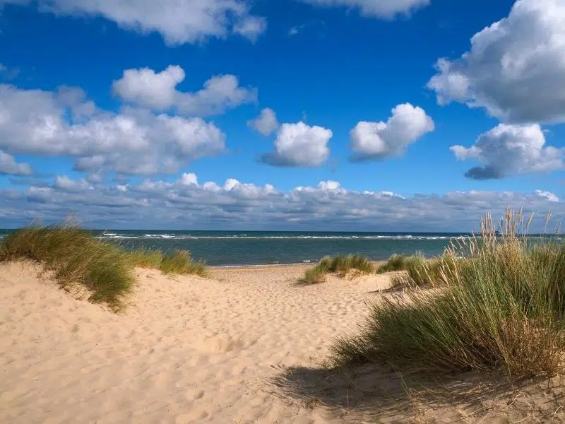 Holkham beach from grassy sand dunes
