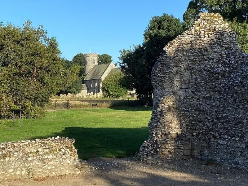 castle ruins and village church