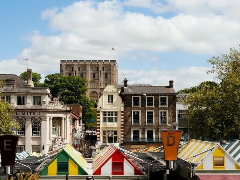 Norwich Castle Norfolk overlooking Norwich Market