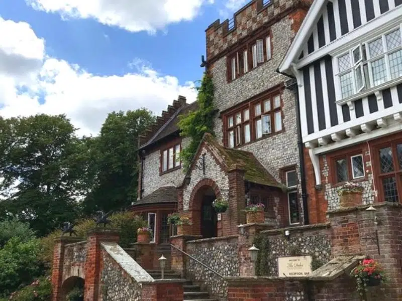 Flint crenellated hotel in Norfolk 