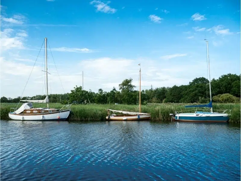 sailing craft moored in the Norfolk Broads