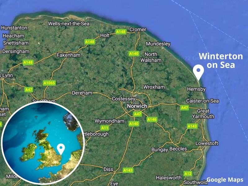 Map of Winterton-on-Sea Norfolk England
