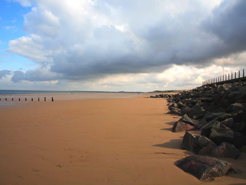 Brancatsre beach with groynes and sea defences