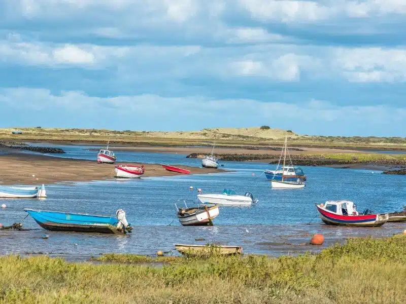 Colourful boats in the river Burn estuary