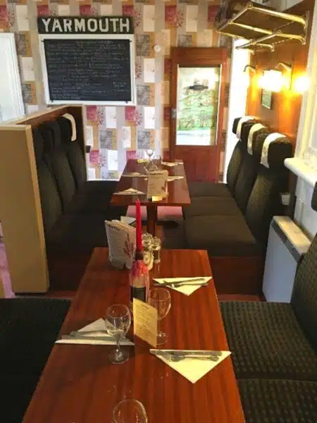 Inside of a steam train carriage