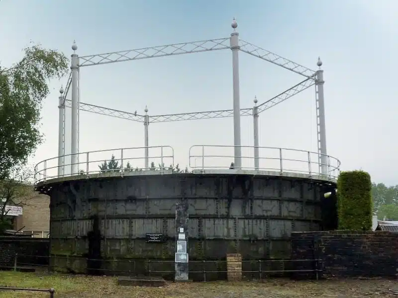 Old gasholder painted white 