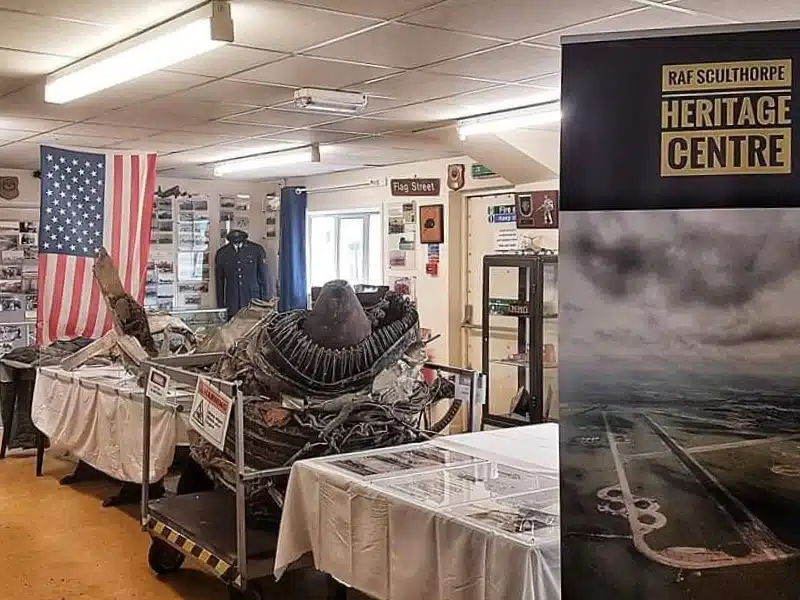 World War Two memorabilia and an American flag