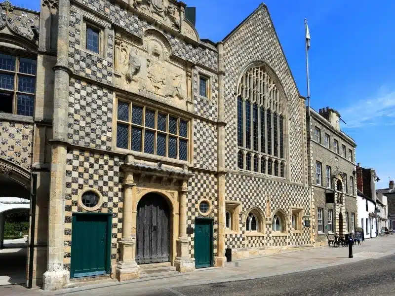 histoic building with a checked facade